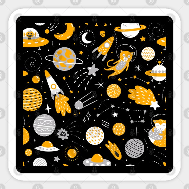 Cats in space Sticker by Art by Ergate